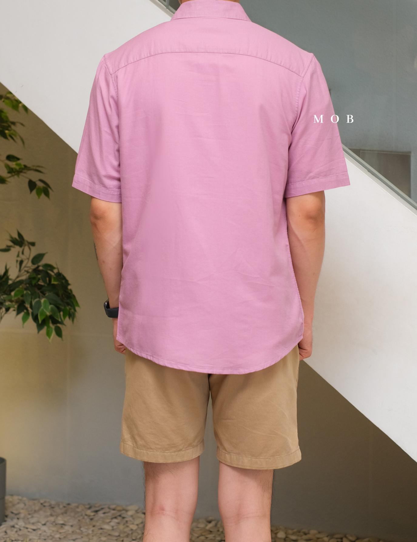 AFSSS01004E Solid Textured SS Shirt Pink