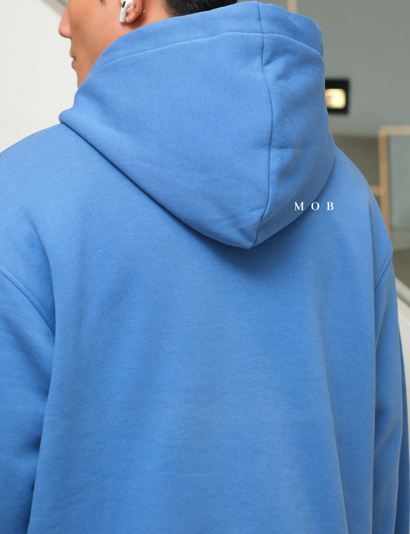 HMHOD04005 Loose Basic Pullover Hoodie Blue