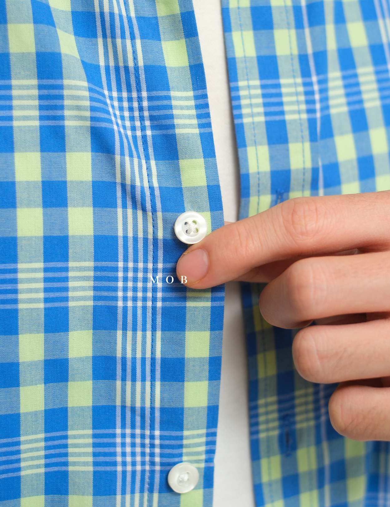 CLRSSS03017 Button Down SS Shirt Blue Green Plaid