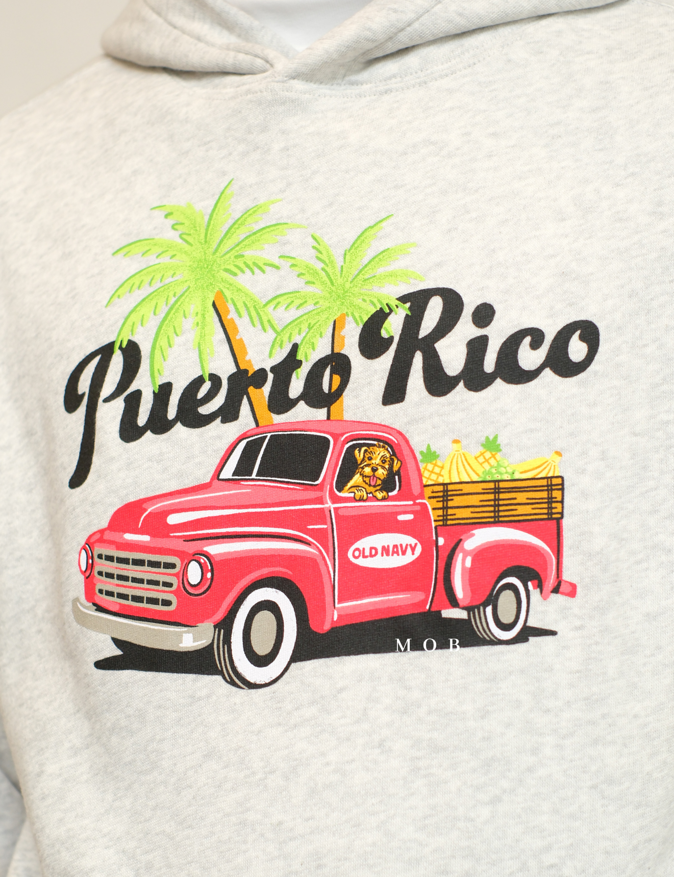 ONV01HDO003-001 Car Puerto Rico Pullover Hoodie Ivory White