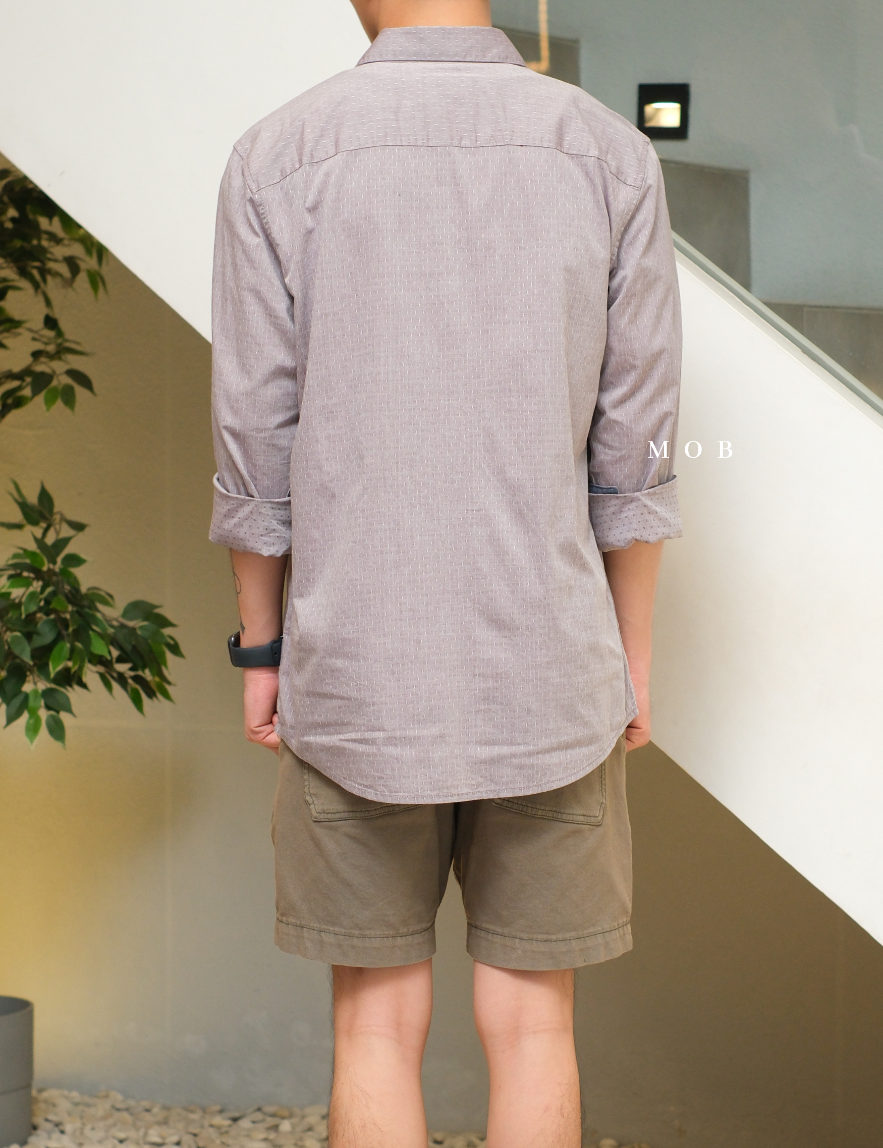 TTLSS03005A Regular CHAMBRAY DOBBY Pocket LS Shirt Gipsy Purple