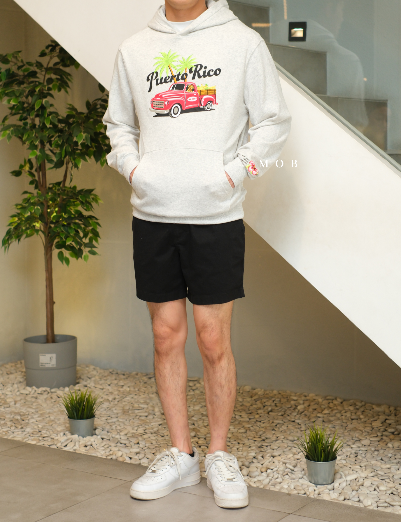 ONV01HDO003-001 Car Puerto Rico Pullover Hoodie Ivory White