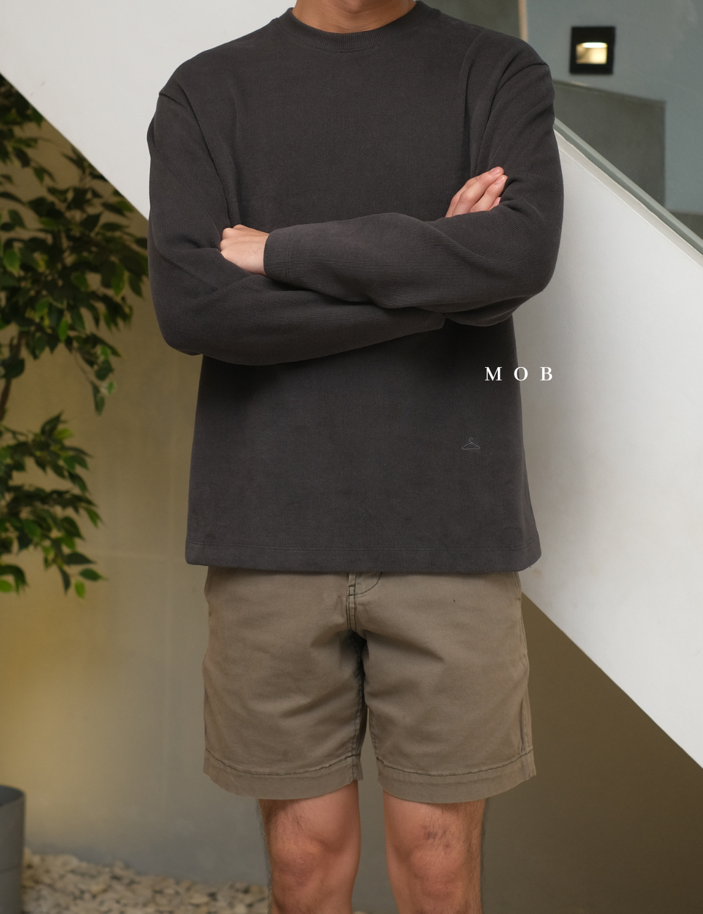 EGLST02001 Basic LS Tee Charcoal (XL ONLY)