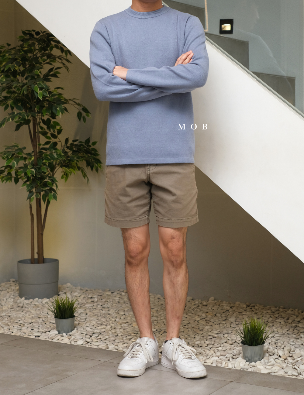 MSTSW01003 Basic Round Knit Sweatshirt Blue