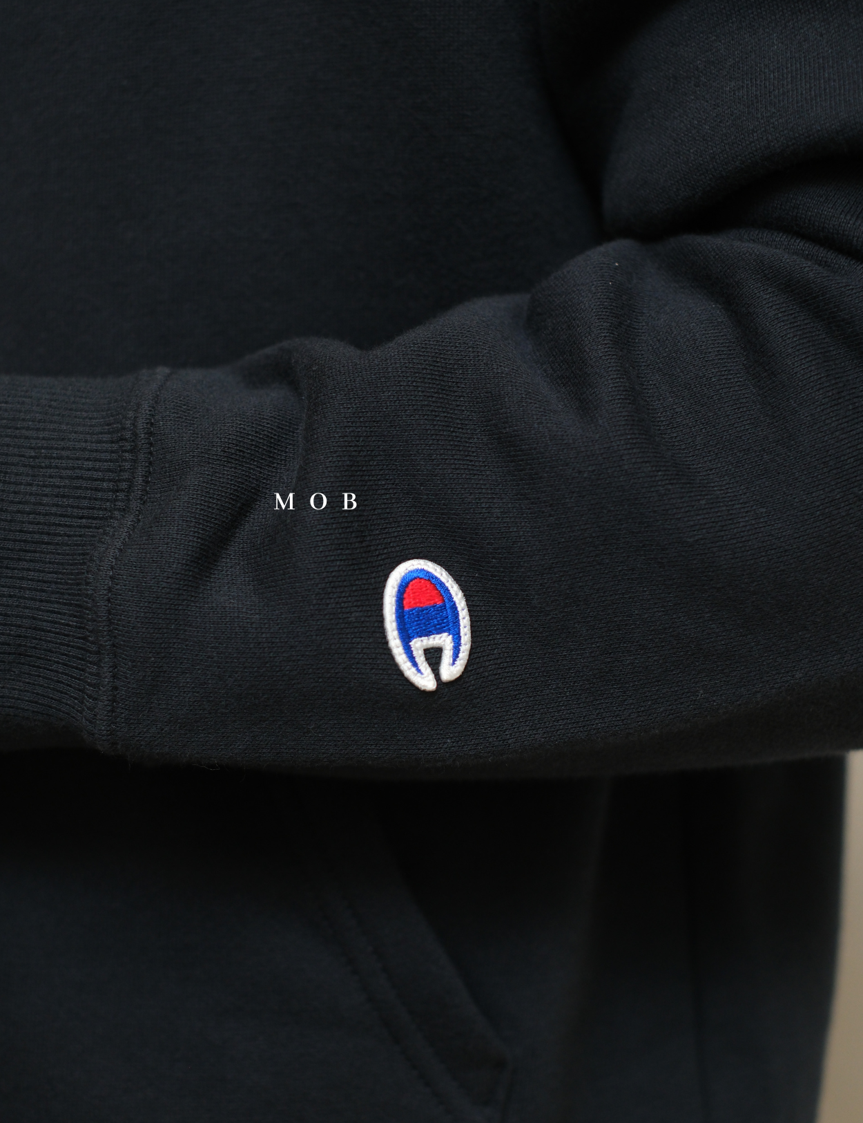 CHMPFZ05001C Basic Small Logo Full Zip Hoodie Midnight Navy