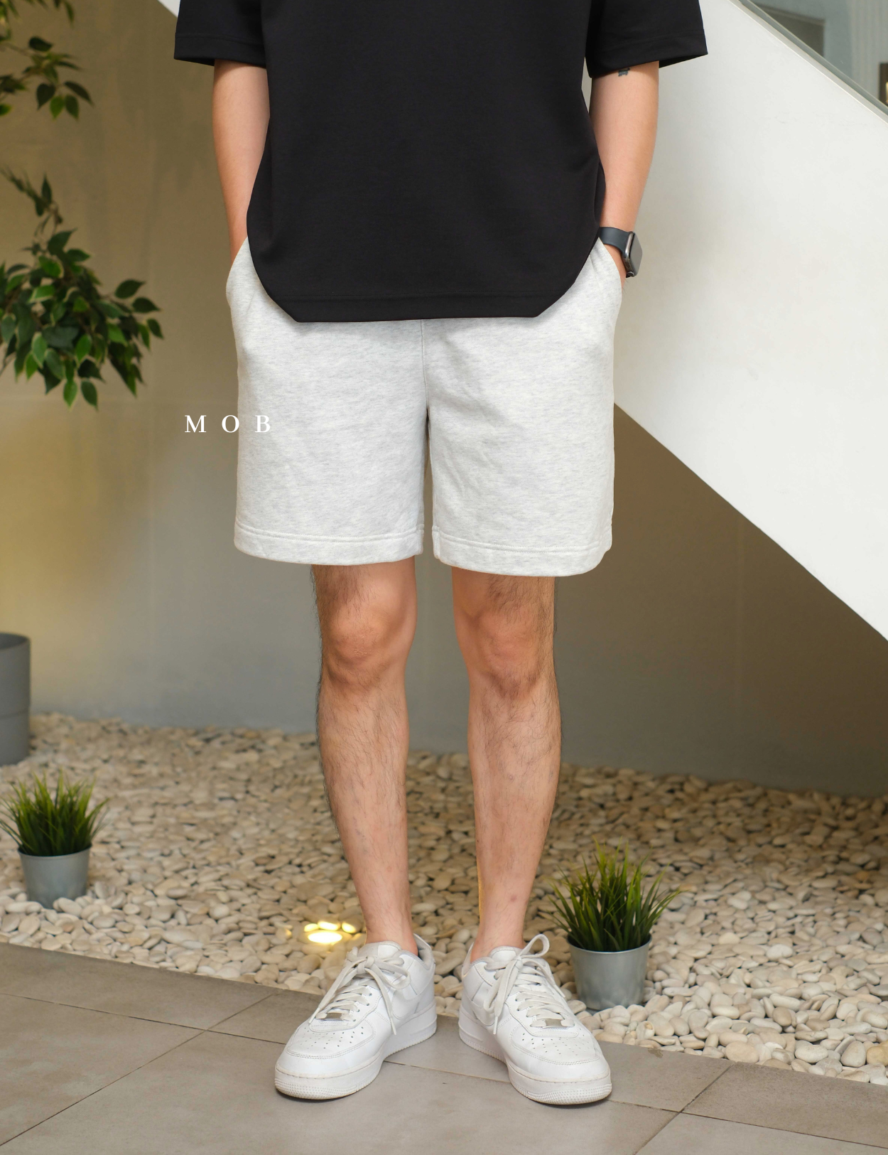 MODSR01001B Regular Pull On Track Shorts Grey Misty