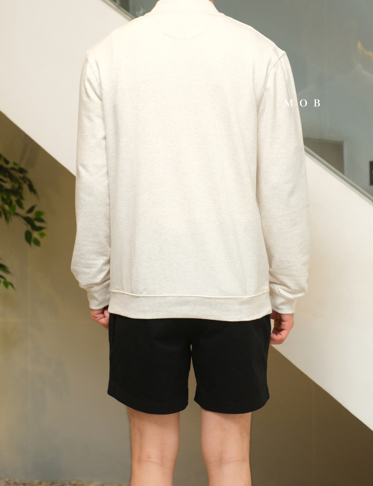 GFW01SWO001-001 1/4 Zip French Terry Sweatshirt Ivory White