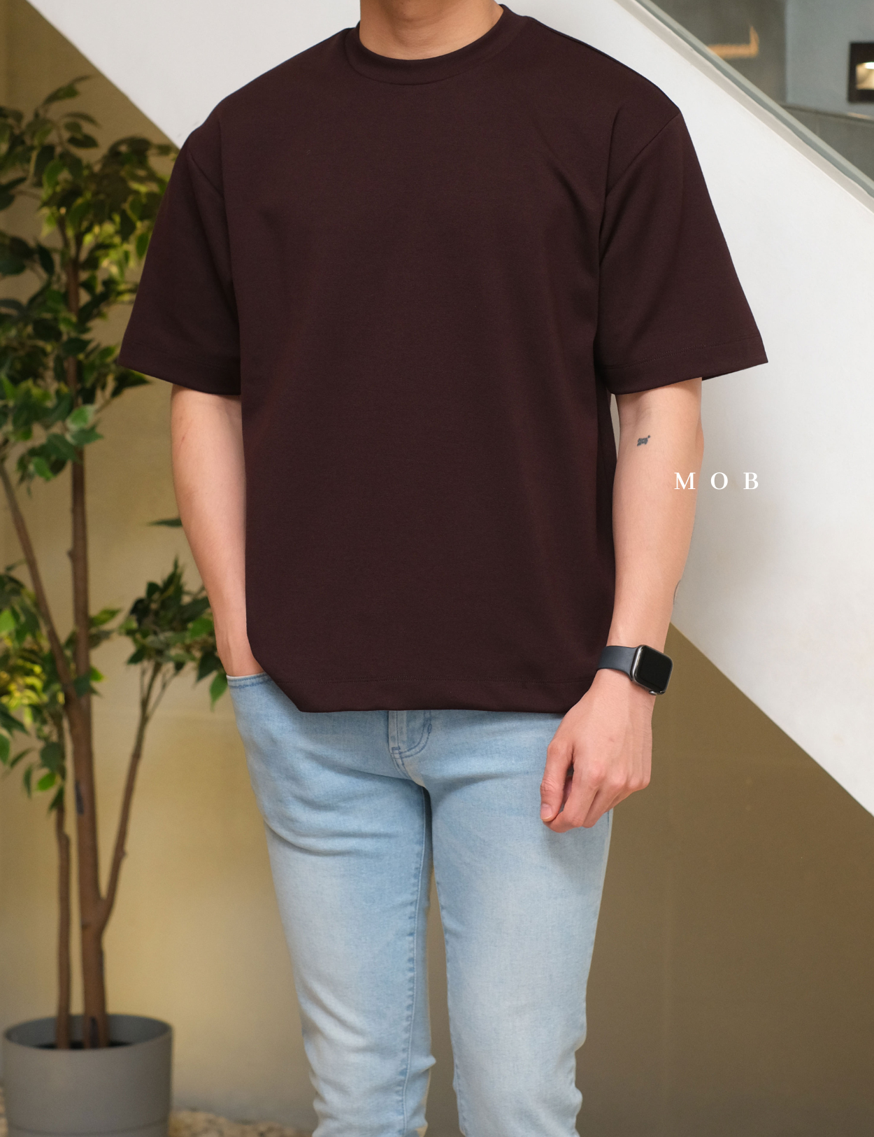 ARK01SST065 Structure Boxy Tee Wine