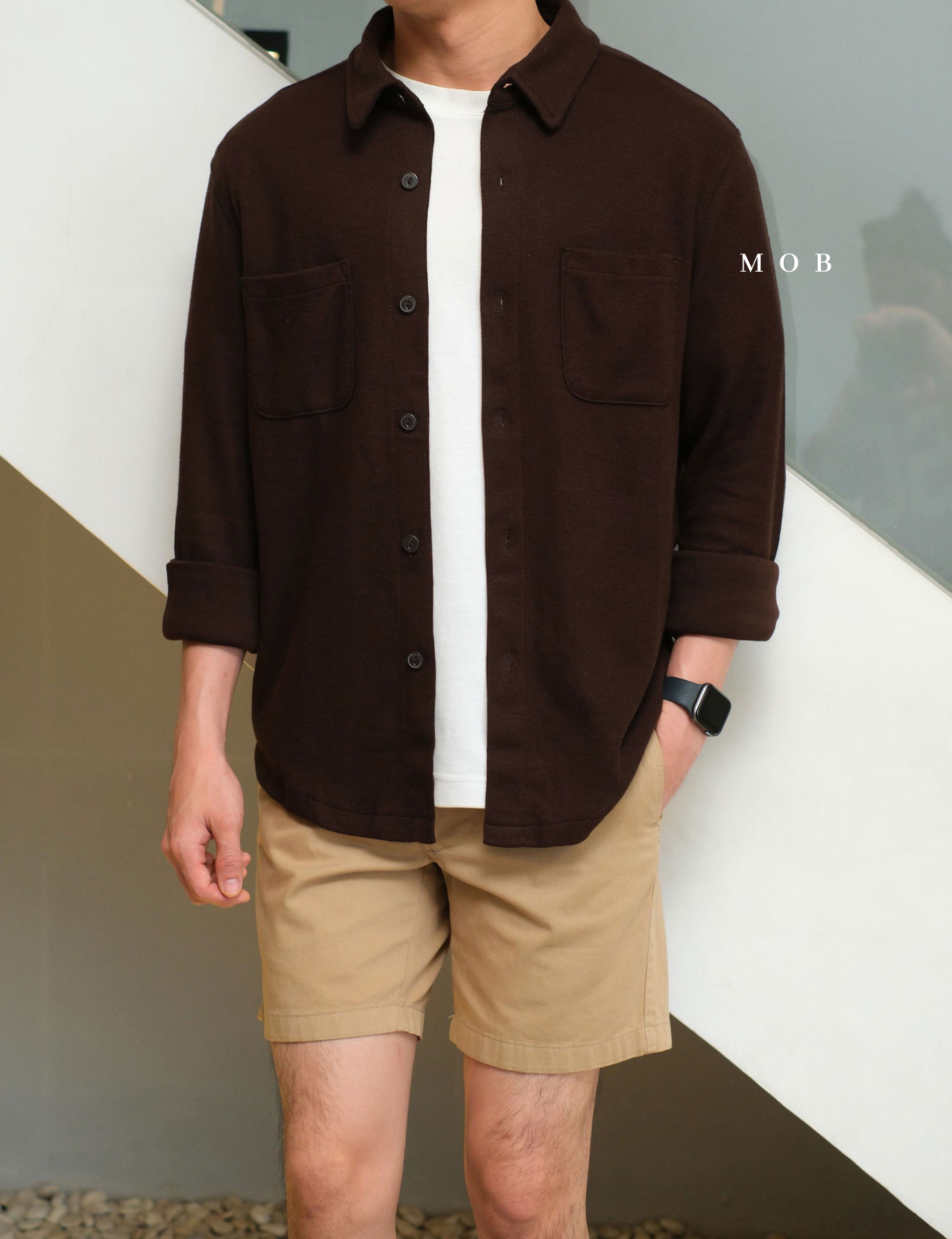[BEST DEALS!] GFLSS01001 Knit Shirt Jacket Dark Brown 