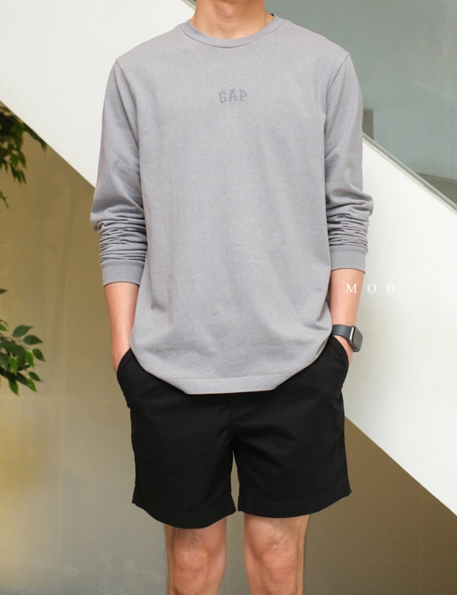 Image of GPLST1101C Small Embroidered Logo LS Tee Grey