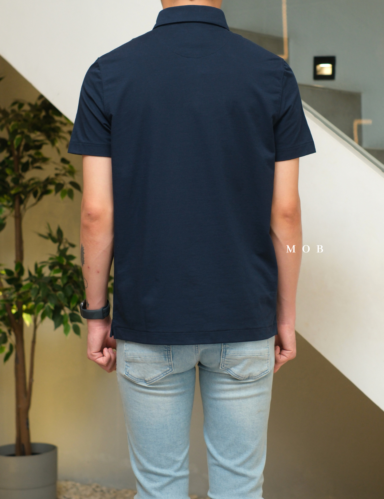 ARK01SSP012 Hybrid Button Down Collar Polo Shirt Midnight Navy