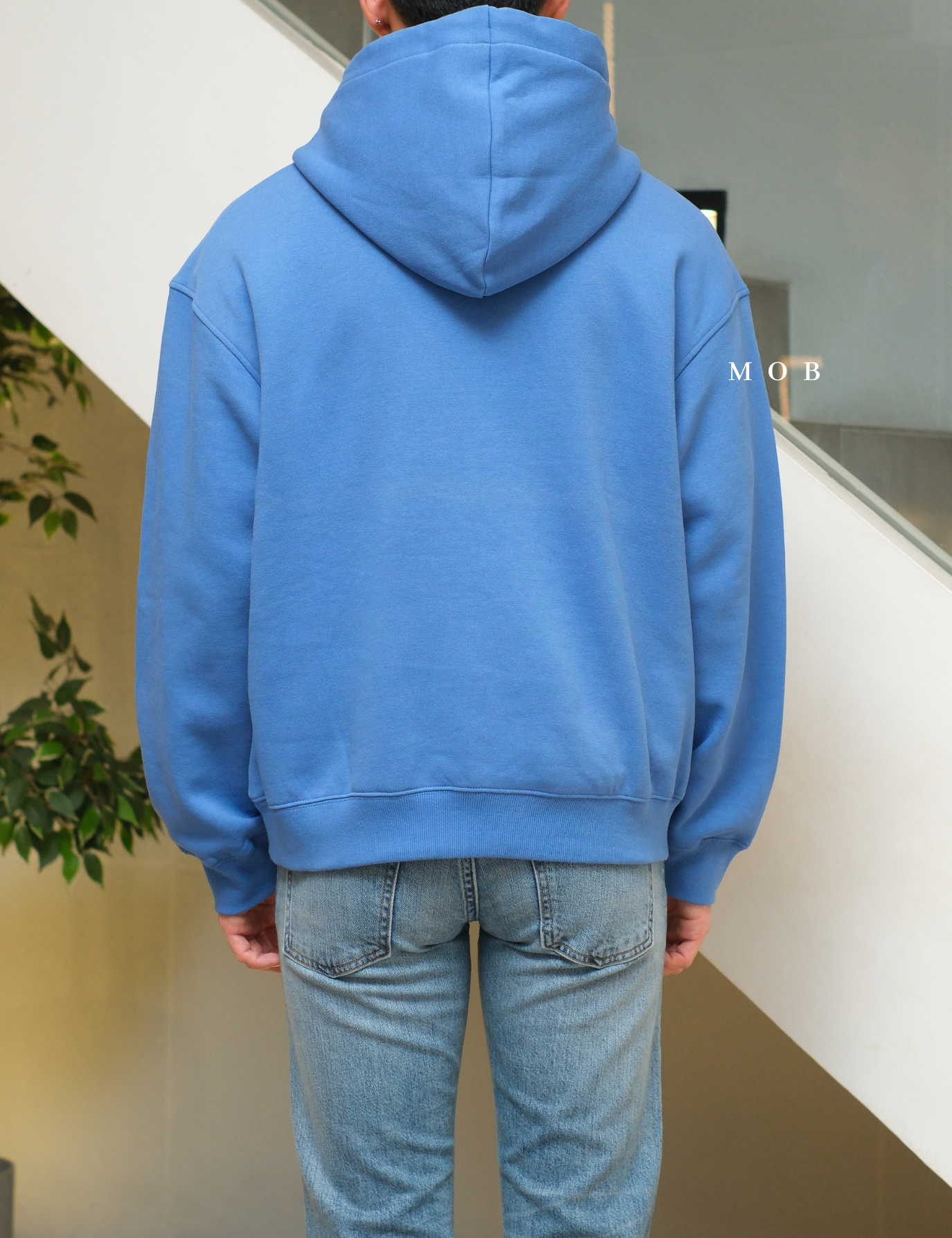 HMHOD04005 Loose Basic Pullover Hoodie Blue