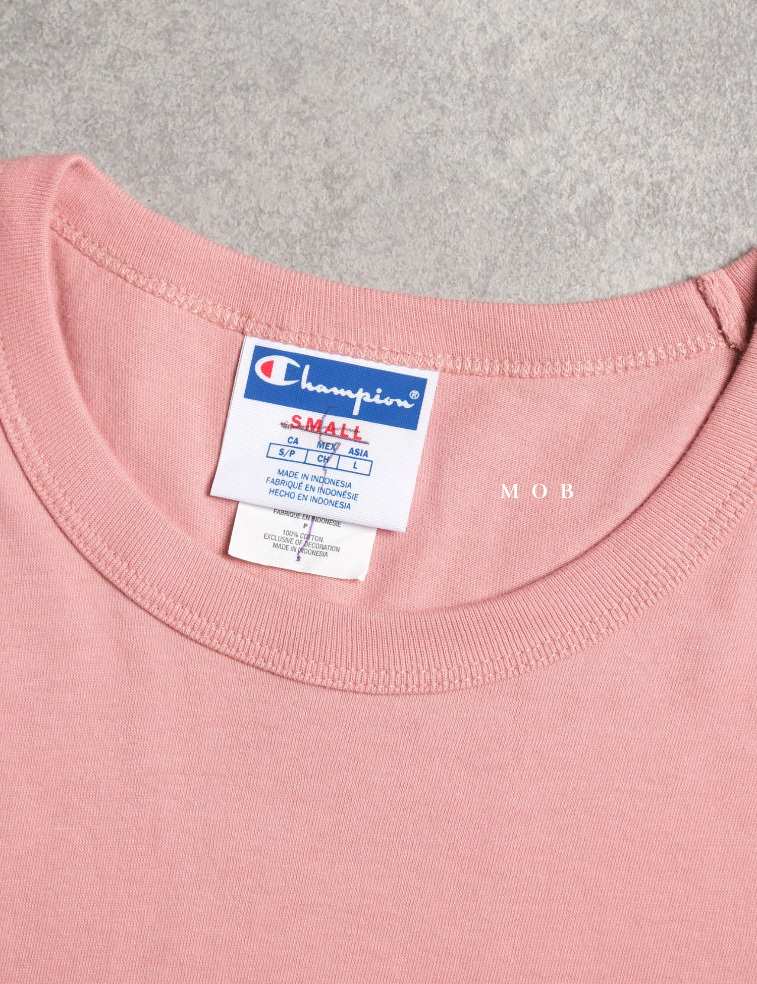 CHMPSST1701A Lightweight Tee C Logo Applique Pink Beige
