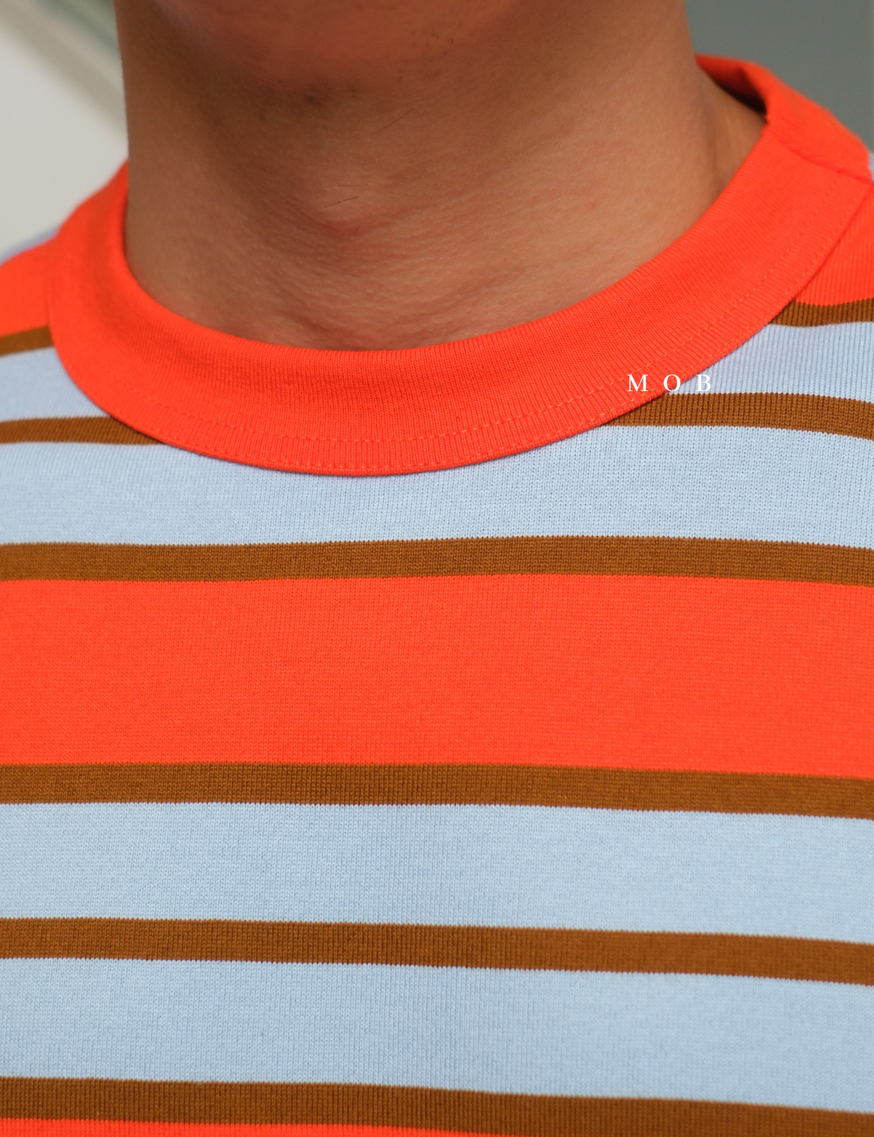 MODSST01007C Relaxed Stripe SS Tee Orange Blue