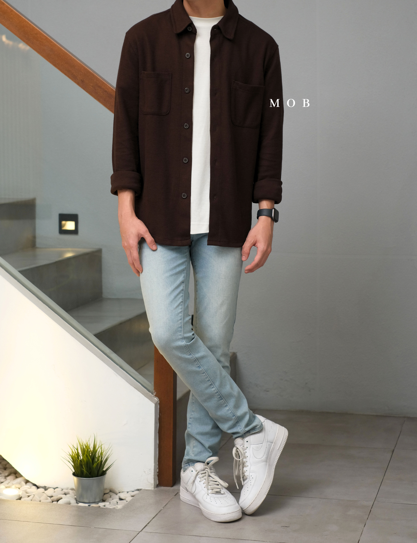 [BEST DEALS!] GFLSS01001 Knit Shirt Jacket Dark Brown 