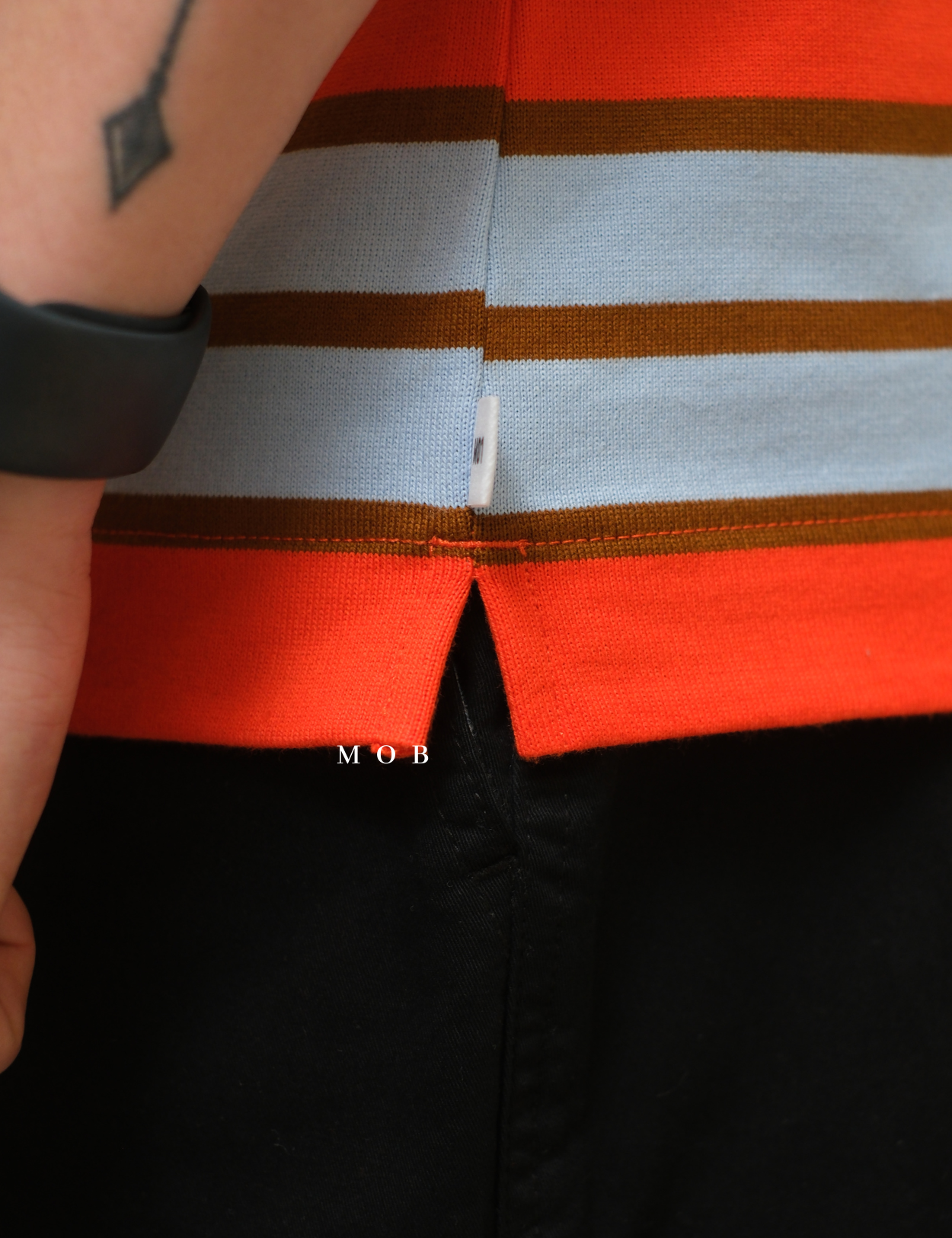 MODSST01007C Relaxed Stripe SS Tee Orange Blue