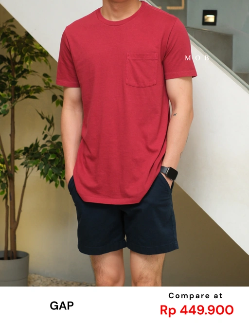 Image of GPSST1001E Basic Pocket Tee Maroon