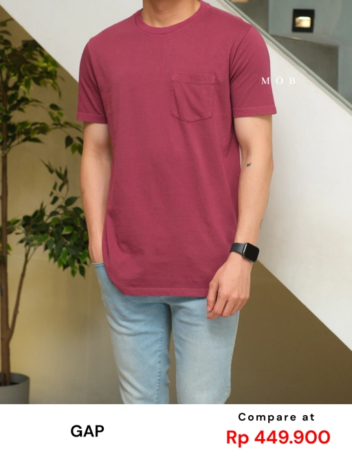 Image of GPSST1001F Basic Pocket Tee Wine