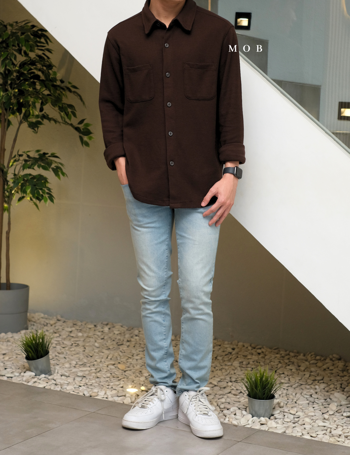 [BEST DEALS!] GFLSS01001 Knit Shirt Jacket Dark Brown 