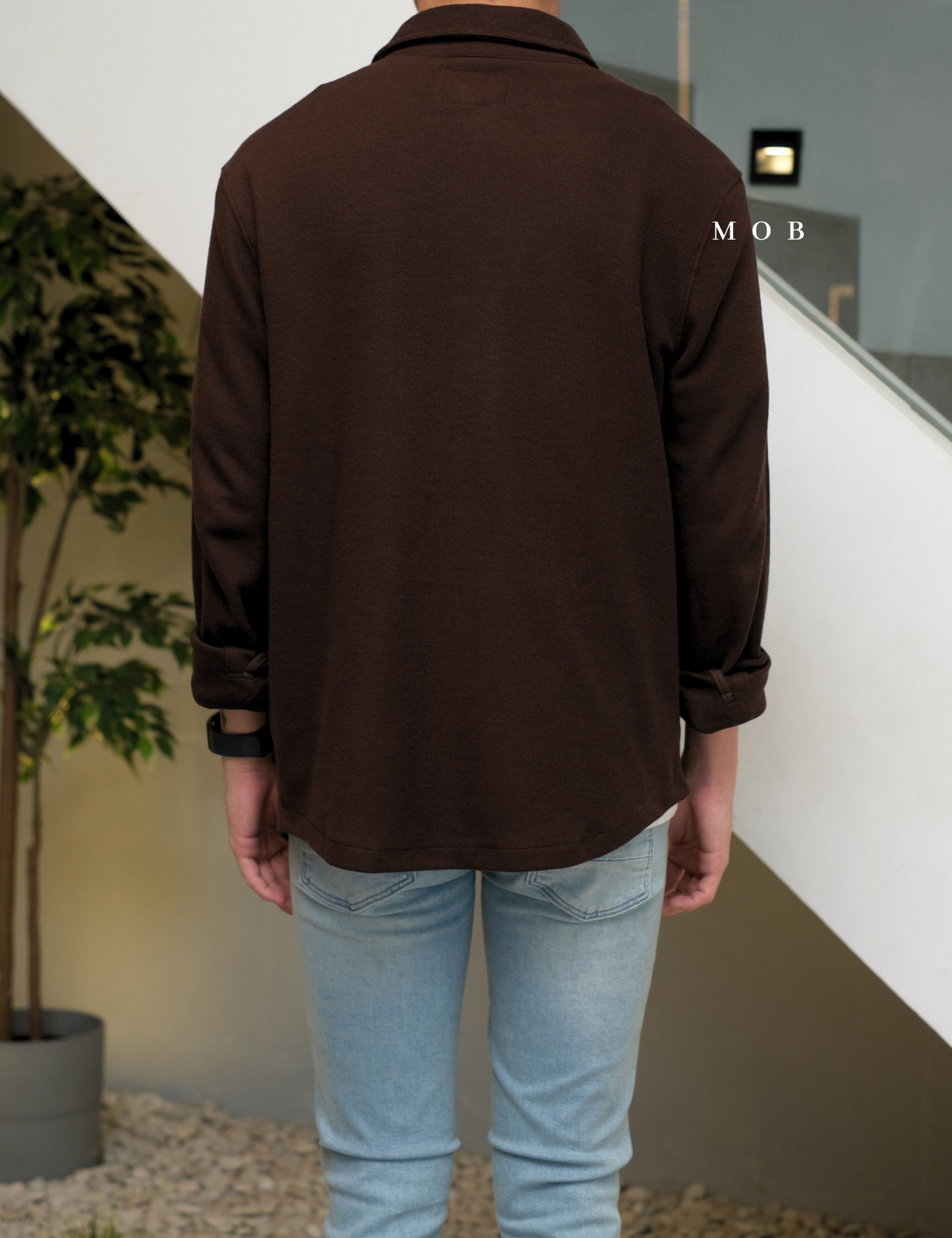 [BEST DEALS!] GFLSS01001 Knit Shirt Jacket Dark Brown 