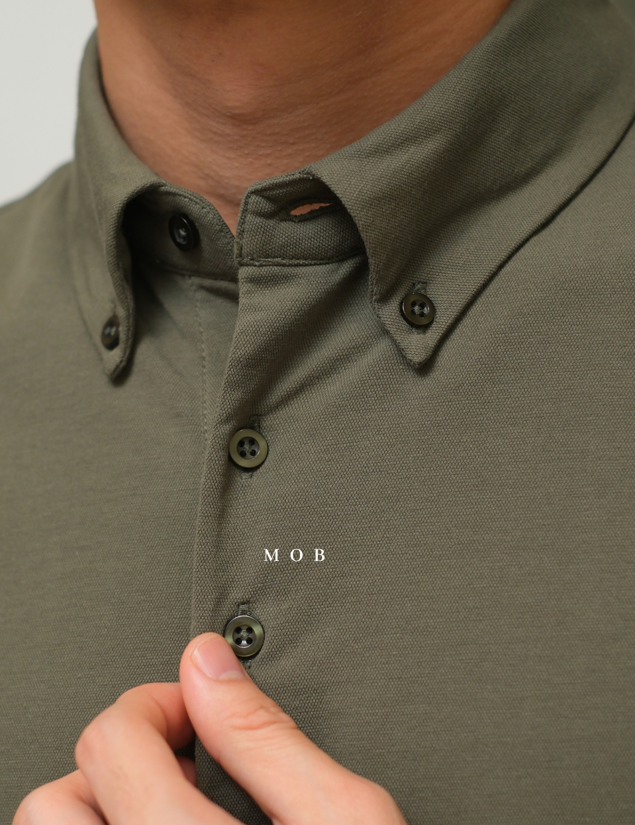 ARK01SSP014 Hybrid Button Down Collar Polo Shirt Olive Forest