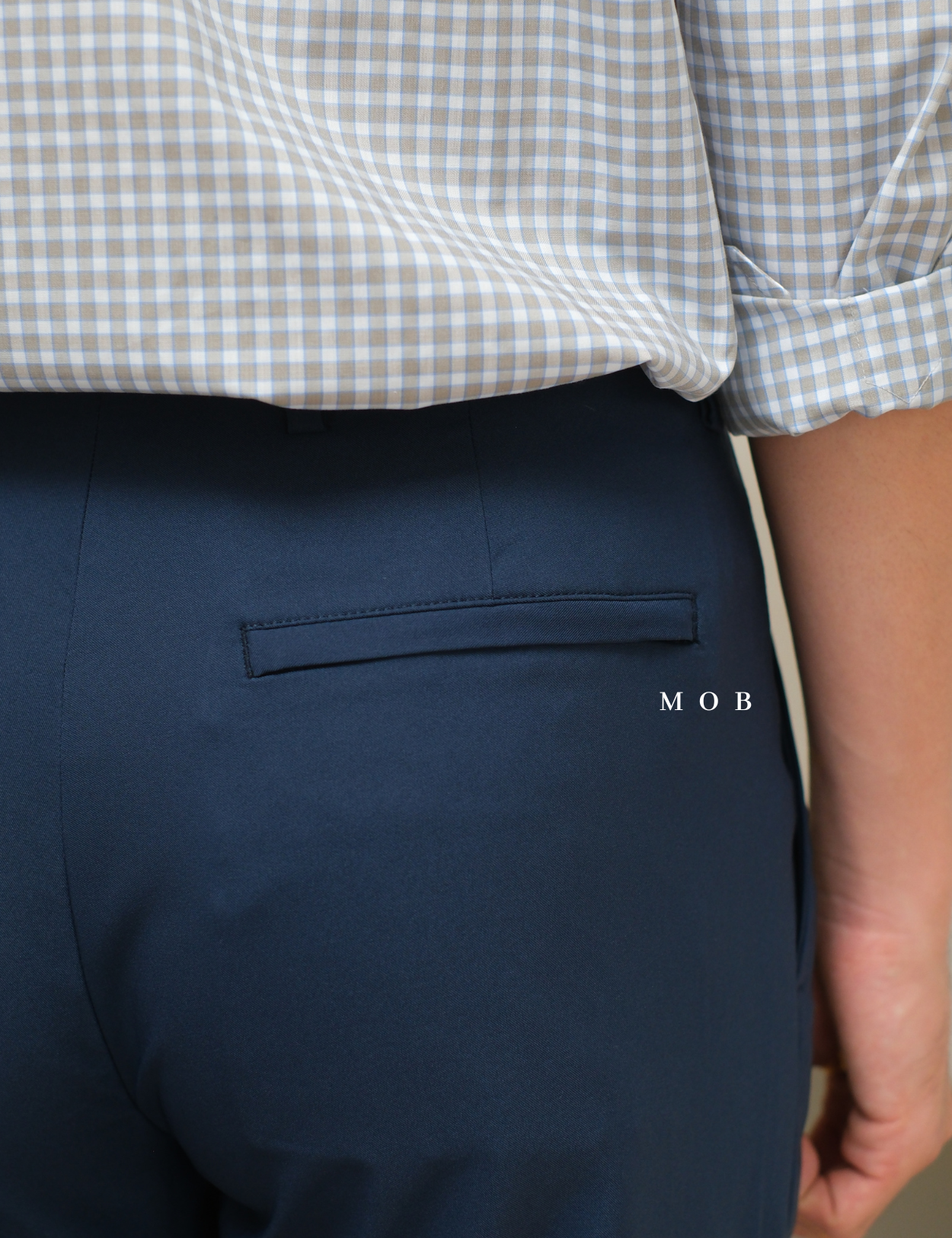 PEPT01001A Very Slim Tech Portfolio Pants Navy Blue (Back zipper)