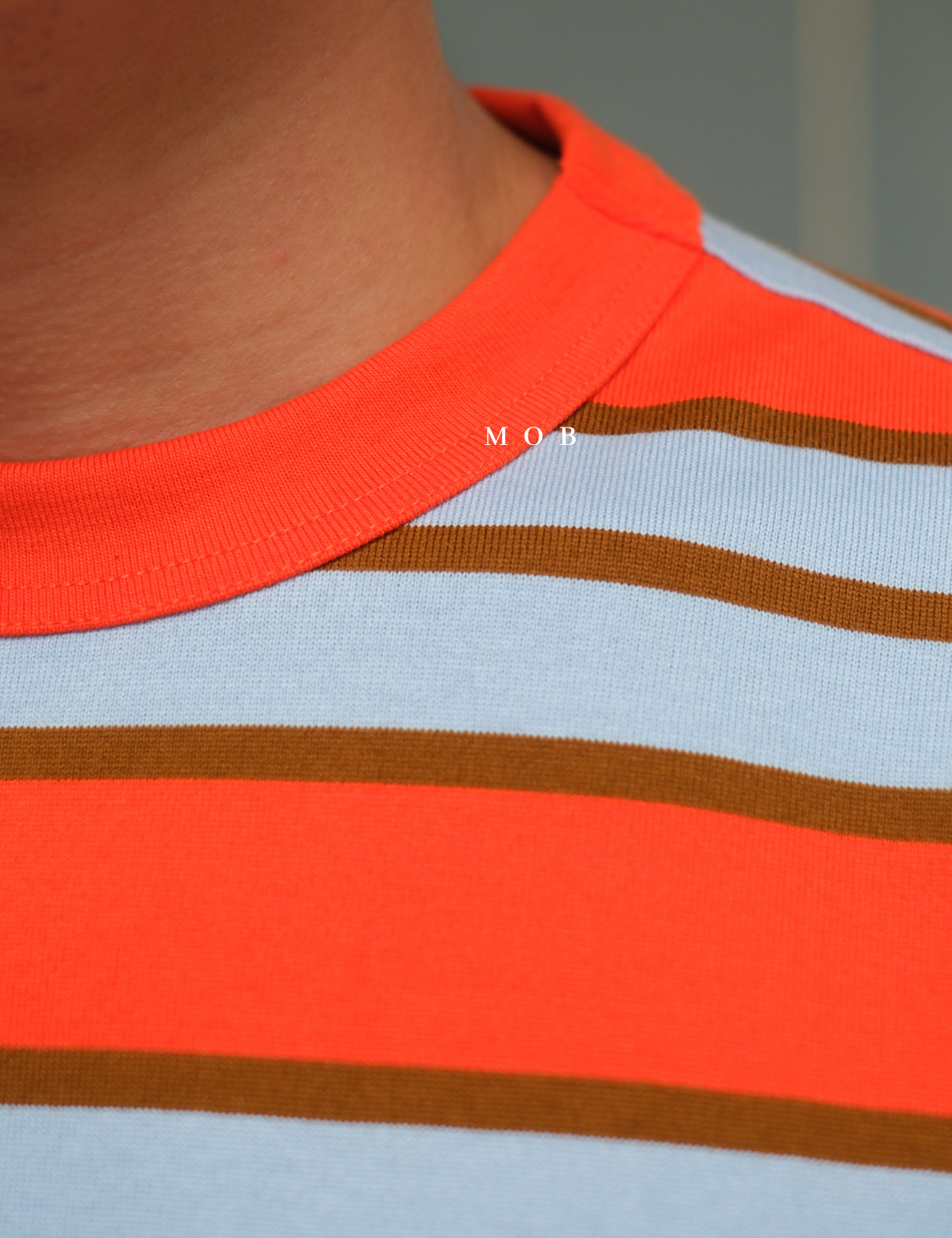MODSST01007C Relaxed Stripe SS Tee Orange Blue