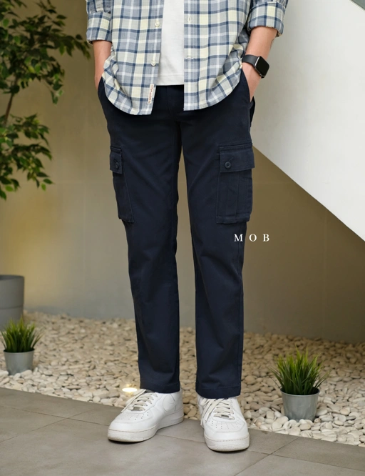 Image of AZEPT06001 SLIM Fit Cargo Pants Navy