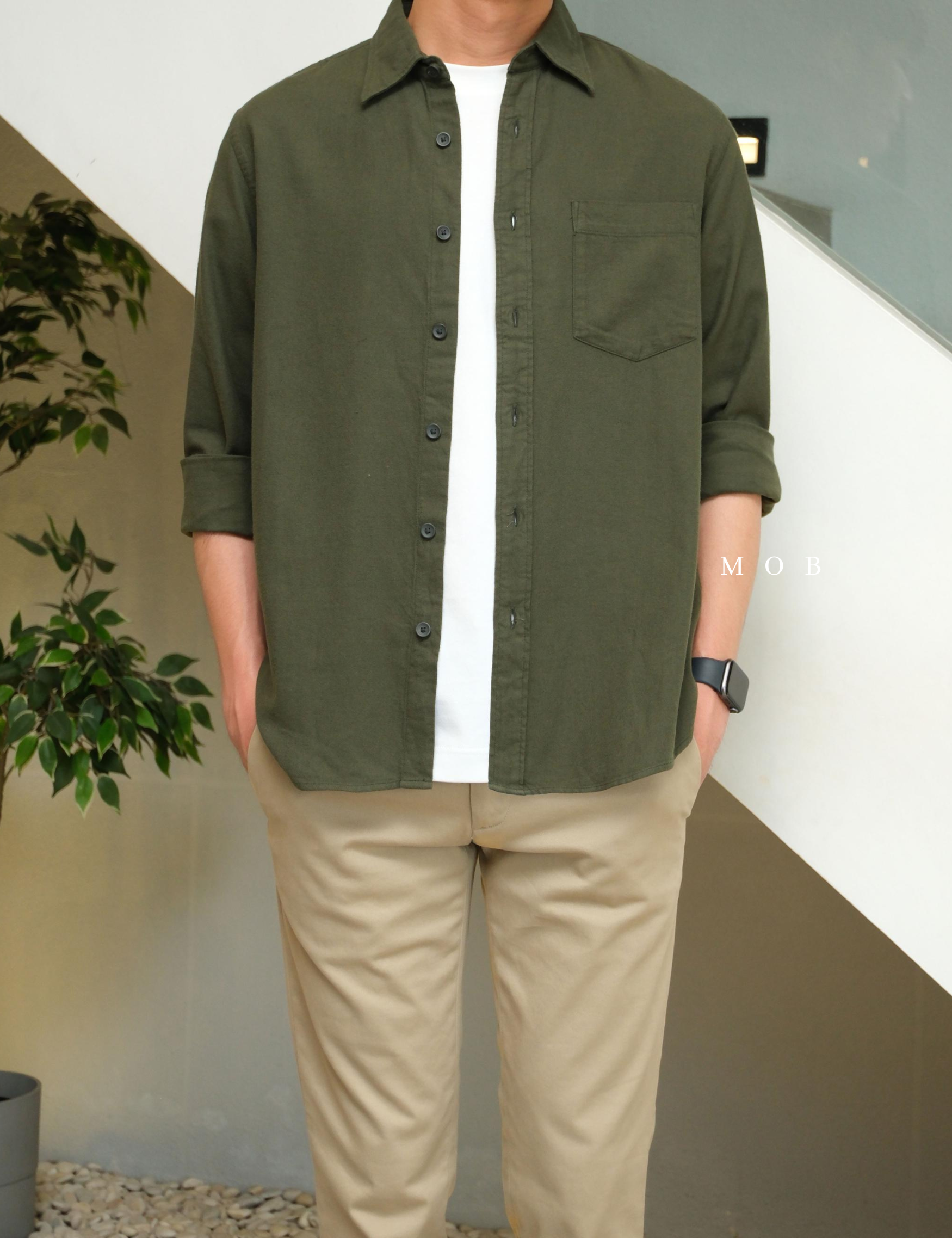 UNQLSS07007 Flannel LS Shirt Olive