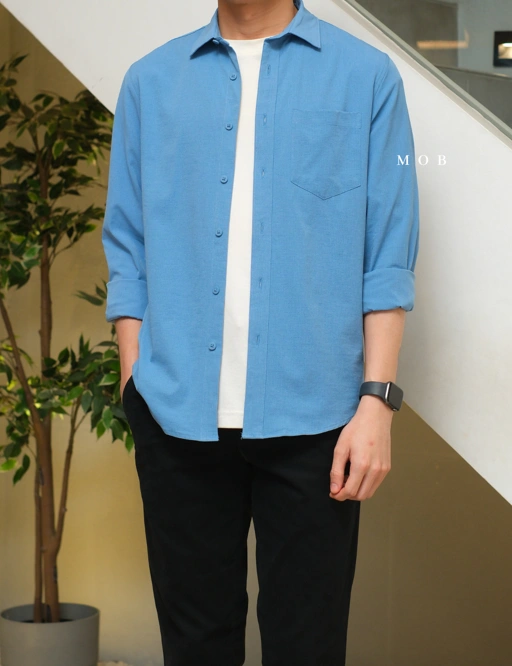 Image of APTLSS01001E Slim Performance LS Shirt Blue