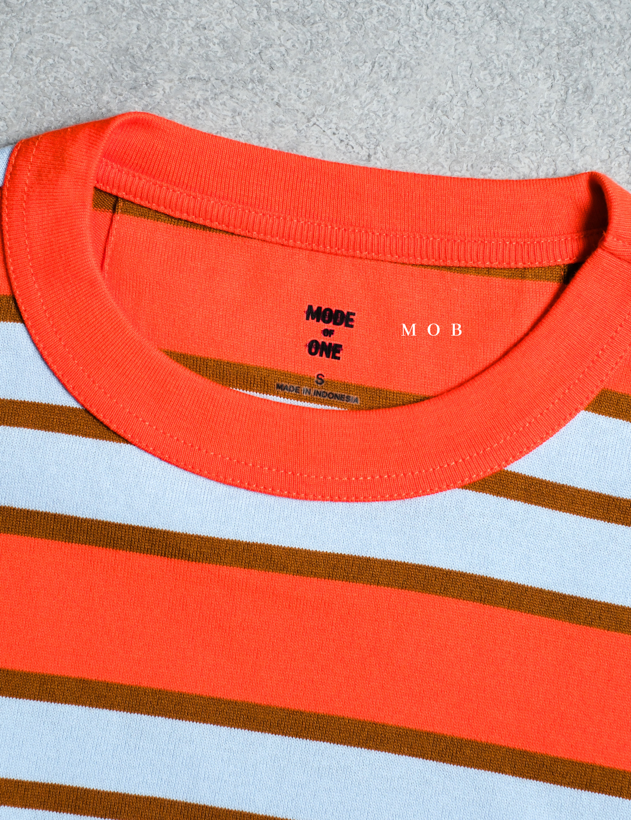 MODSST01007C Relaxed Stripe SS Tee Orange Blue