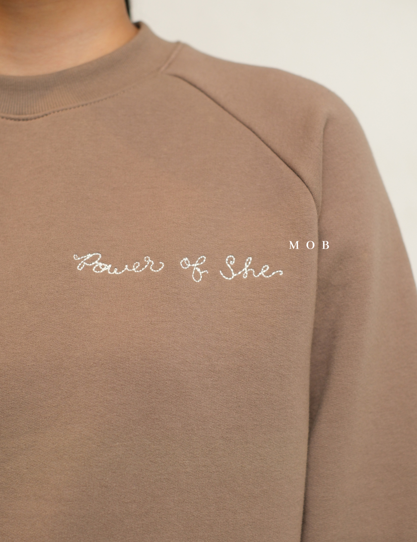 ATHSW01005 Power of She Embroidered Crew Sweatshirt Brown