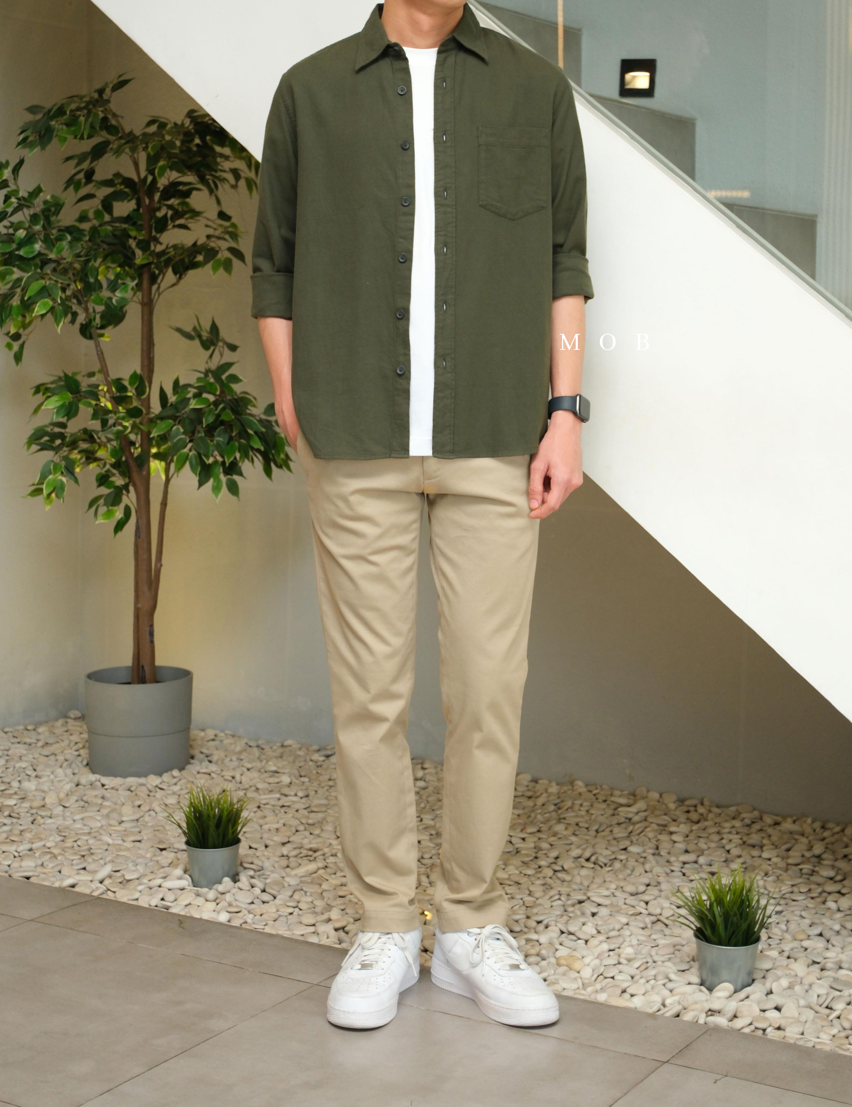 UNQLSS07007 Flannel LS Shirt Olive
