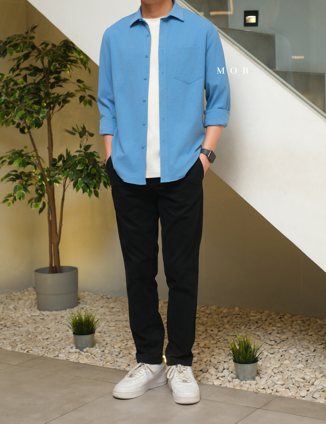 APTLSS01001E Slim Performance LS Shirt Blue