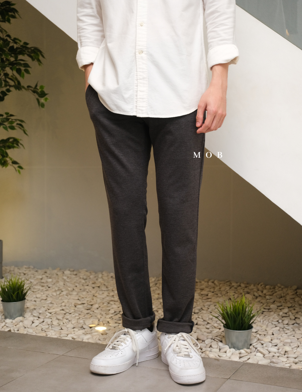 TTPT01001B Travis Slim Chino Trousers Dark Grey (29 ONLY)