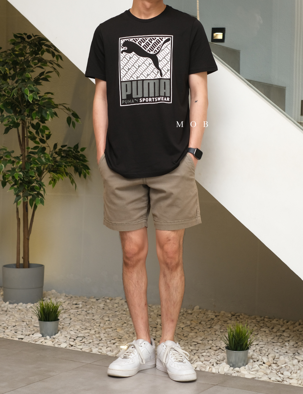 PMSST09012A Jumping Cat Box Script Logo SS Tee Black