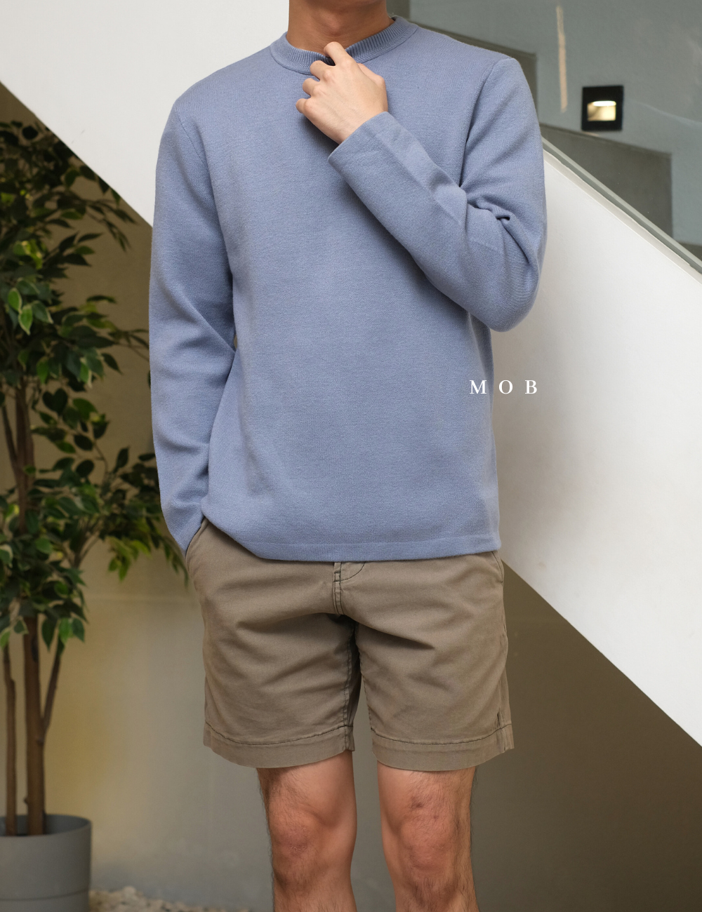 MSTSW01003 Basic Round Knit Sweatshirt Blue
