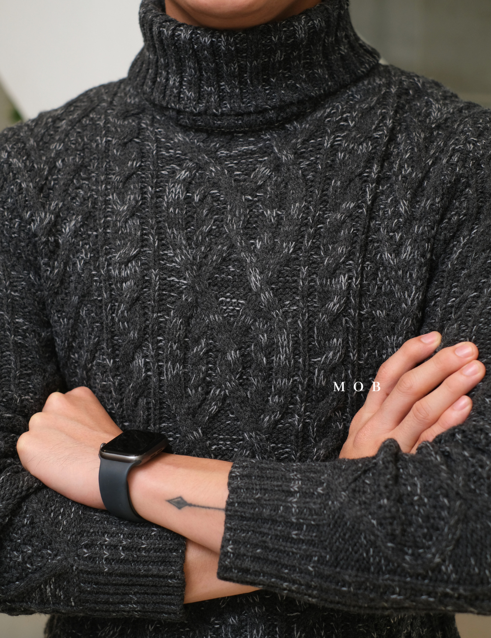 CHSSW01003 Cable Turtle Sweater Dark Grey (S ONLY)