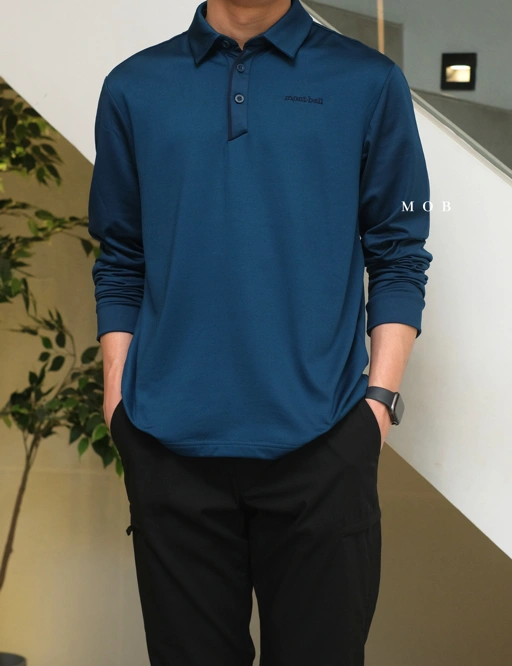 Image of MBLPLS01003 List Placket LS Polo Teal Blue