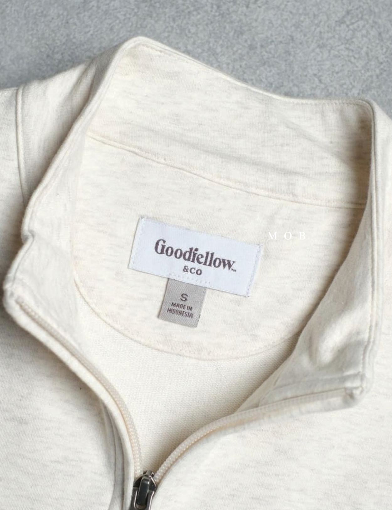 GFW01SWO001-001 1/4 Zip French Terry Sweatshirt Ivory White