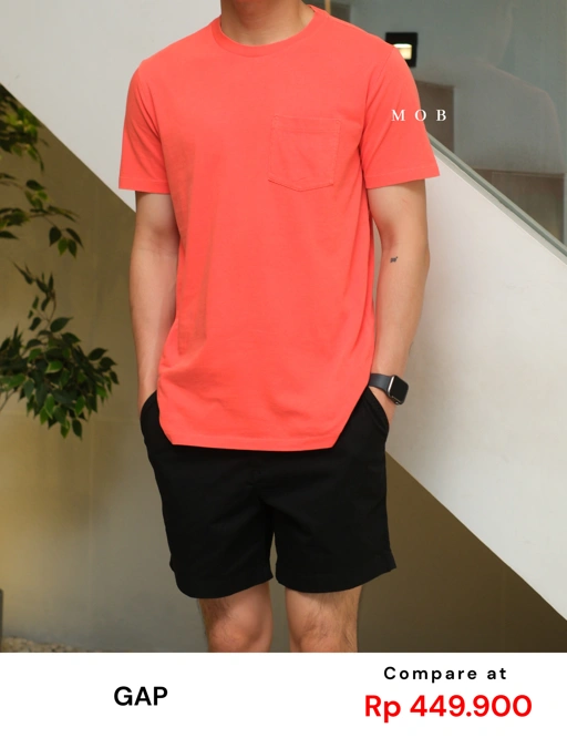 Image of GPSST1001P Basic Pocket Tee Sunset Orange
