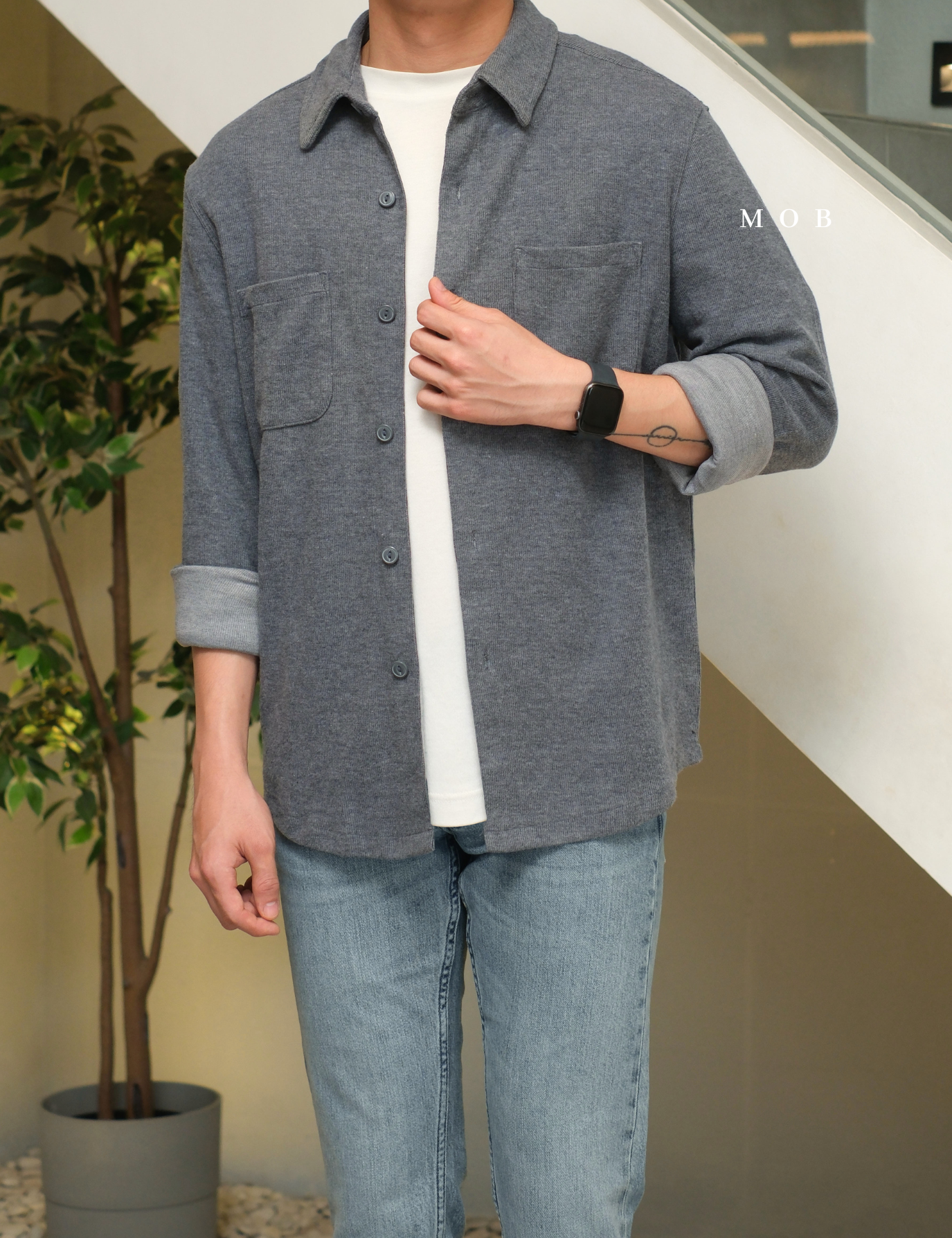 [BEST DEALS!] GFLSS01002 Knit Shirt Jacket Grey