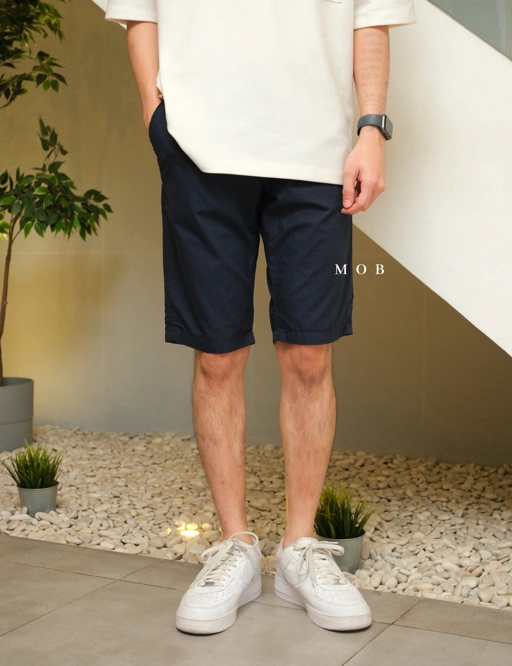 Image of TTSR01009 JIM Bermuda Slim Shorts Midnight Navy Patterned