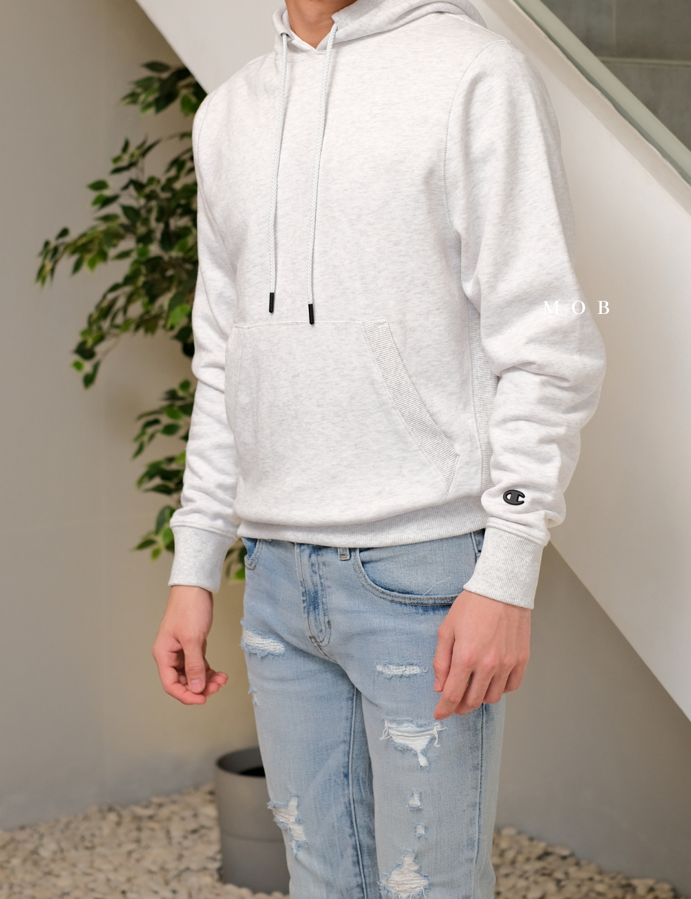 CHMPHOD1707H Premium Weave Hoodie Light Grey Misty