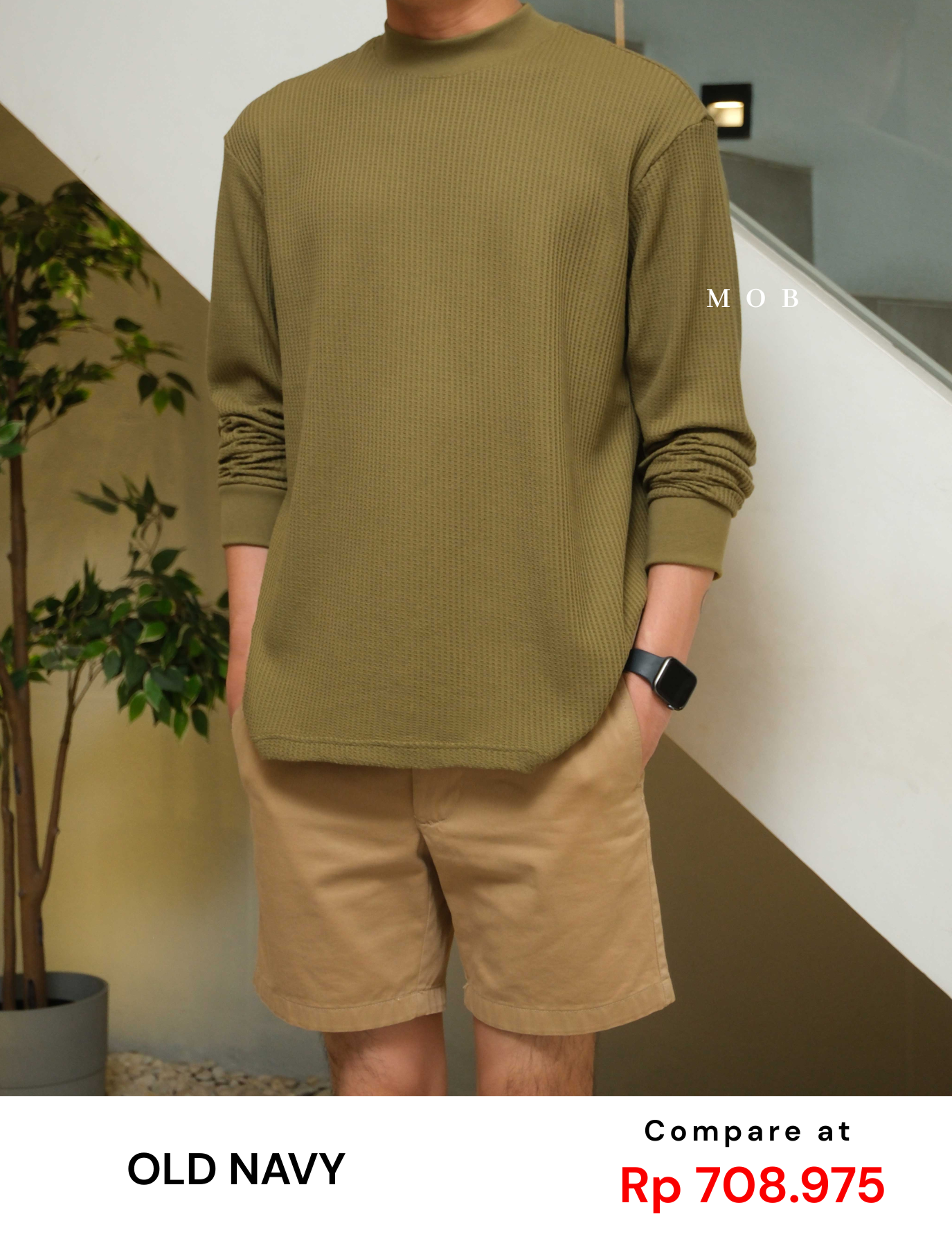 ONLST1203 Mock Neck Waffle LS Tee Willow Olive