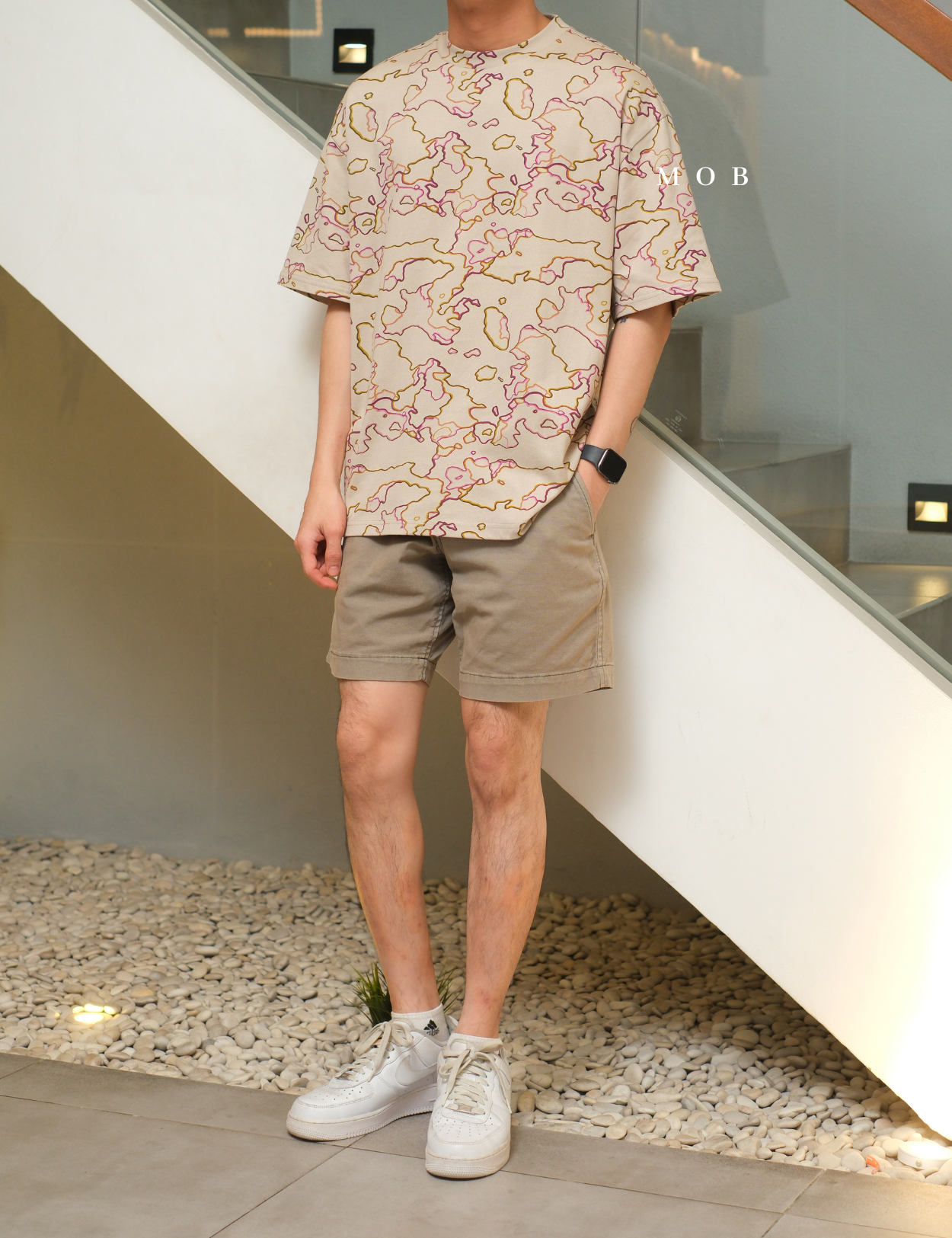 MODSST01009 Oversized Graphic SS Tee Beige Camo
