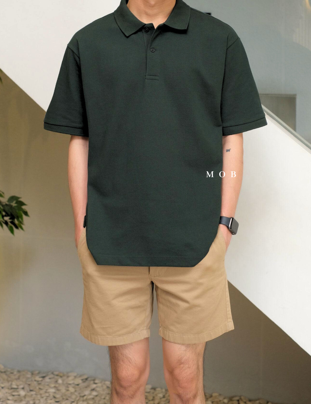 MSSPSS01003I Relaxed Pique Polo SS Dark Green