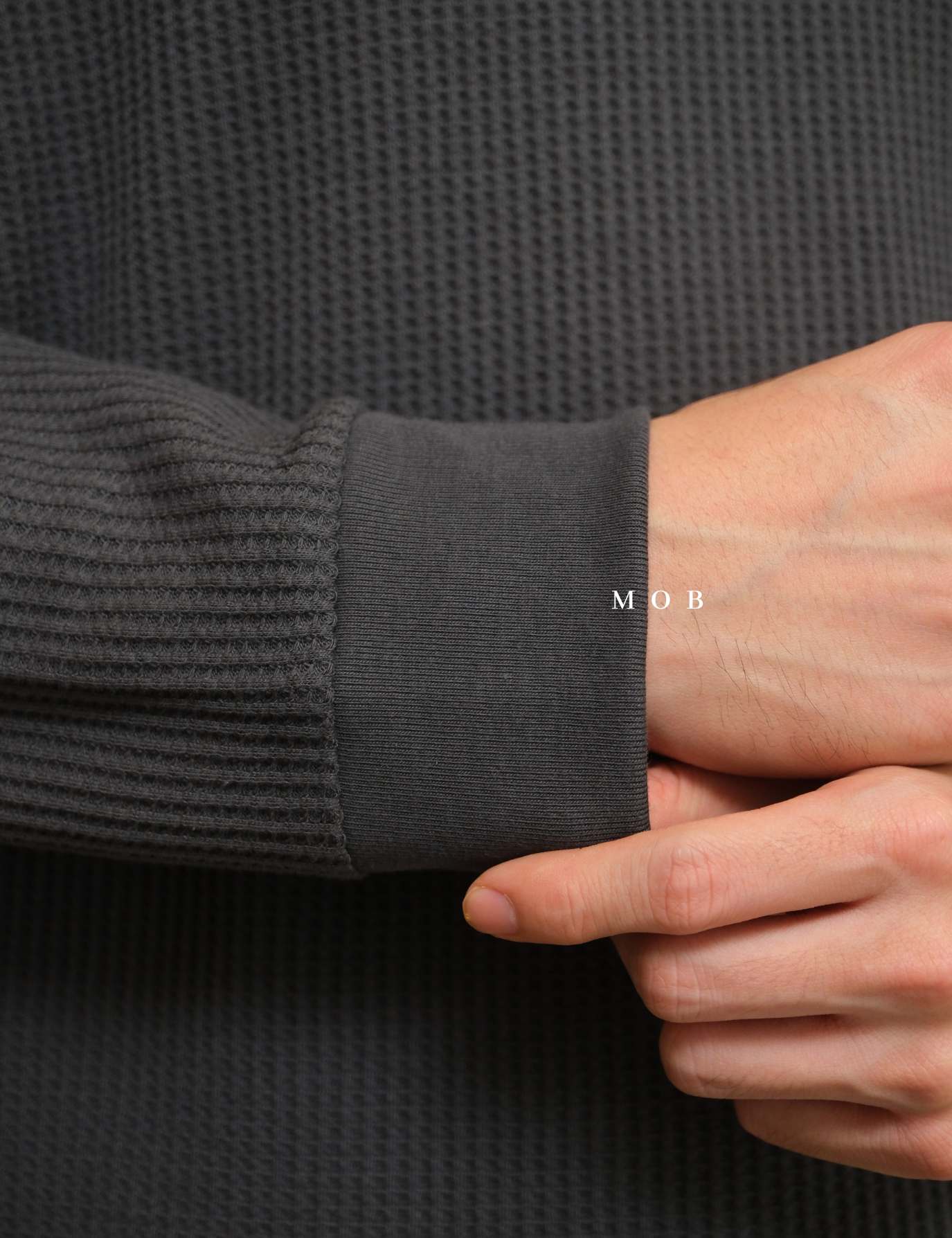 ONLST1201 Mock Neck Waffle LS Tee Asphalt Grey