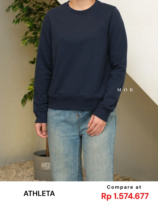 ATHSW01003B Retroterry Crewneck Sweatshirt Navy