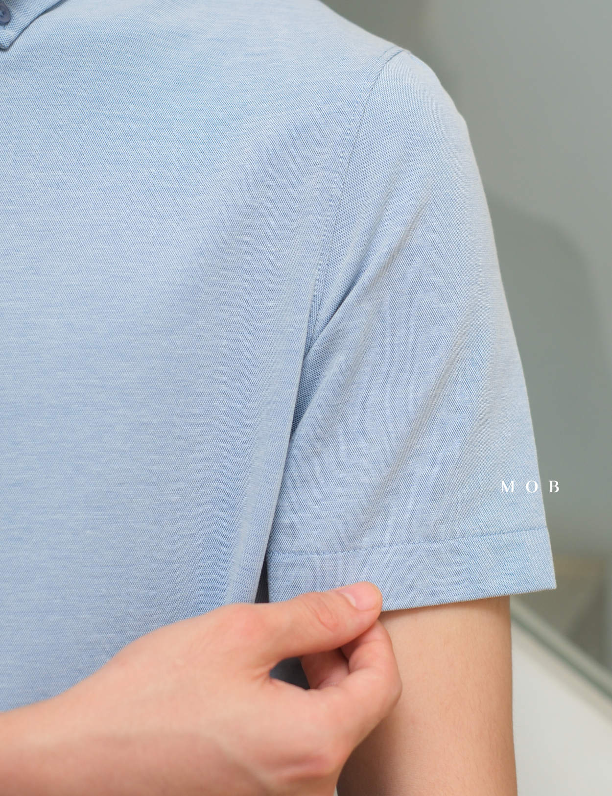 ARK01SSP018 Hybrid Button Down Collar Polo Shirt Glacier Blue